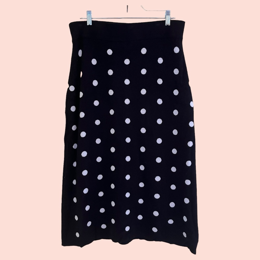 Glemaud Intarsia Black Polka Dot Midi Pencil Skirt - Knit